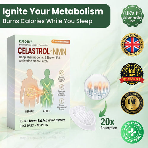 Official Store | 🧬🧬 KUBOZN® Celastrol · NMN × Fucoxanthin Brown Fat Activation Microneedle Patch (Medical-Grade Delivery, Activates Metabolism in 1 Night)